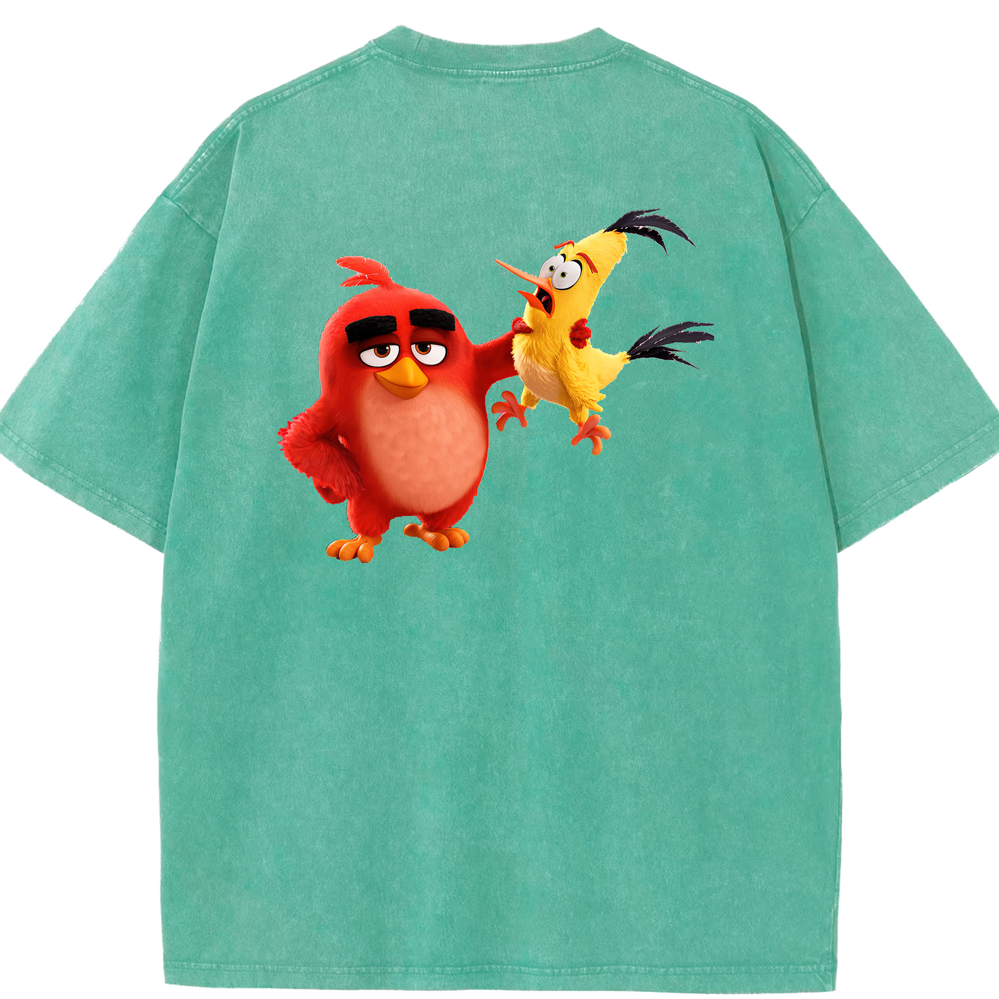 （画像用） Angry Birds アングリーバード 綿100% ヴィンテージ風 半袖Tシャツ（背面プリント）